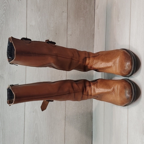 Clarks Women Tamro Spice Tan Leather Tall Riding Moto boots shoes sz 9M - Picture 4 of 14